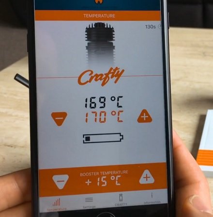 Controllo della temperatura con l'app Crafty per smartphone